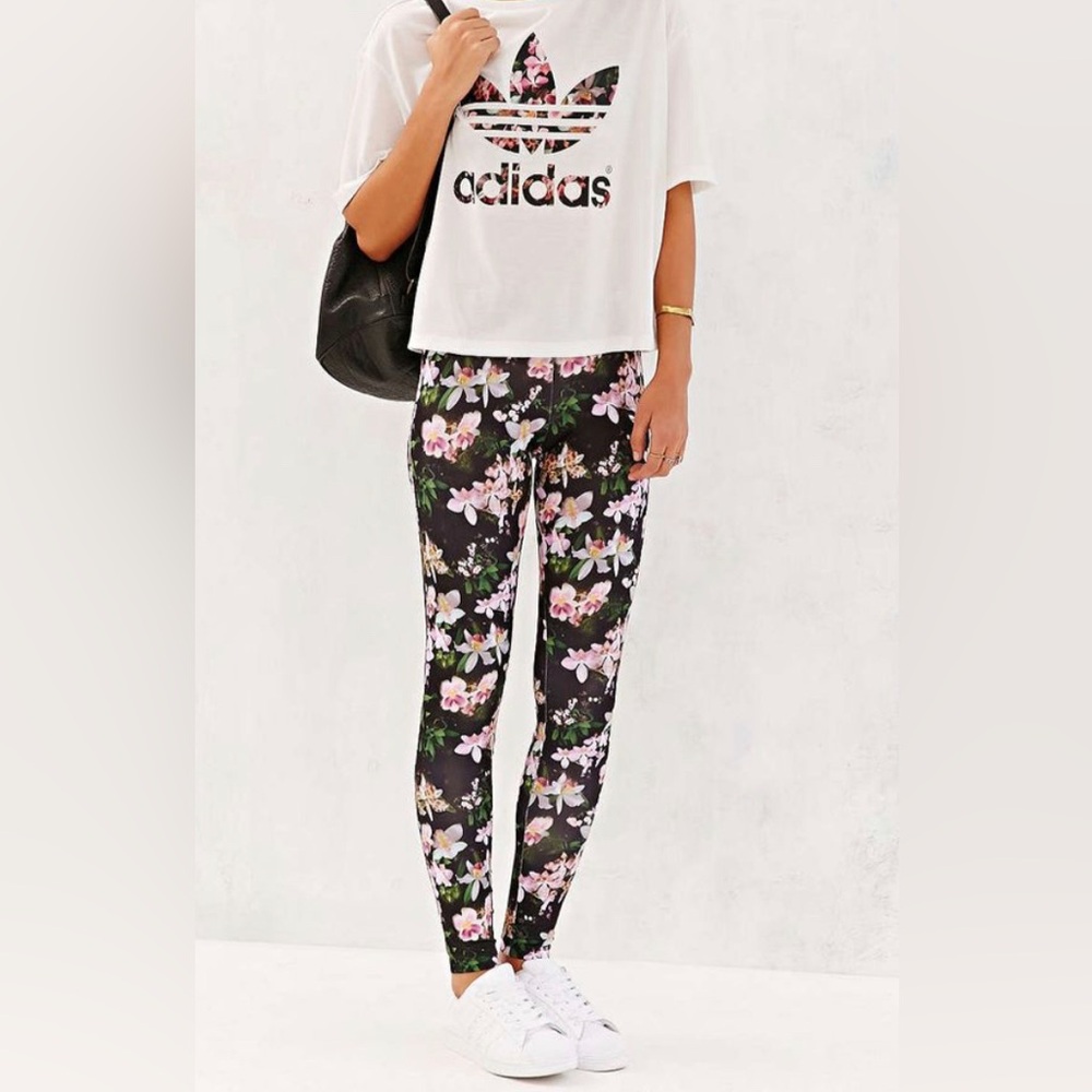 Adidas orchid Farm Floralina leggings tights - xs